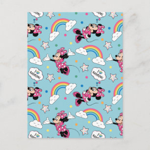 Minnie Mouse   I Love Rainbows Pattern Postcard