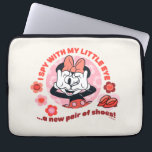 Minnie Mouse I Spy With My Little Eye… Laptop Sleeve<br><div class="desc">Sweet, playful, and full of classic Disney charm, this adorable artwork features Minnie Mouse striking a joyful pose with a fun twist on the beloved “I Spy” phrase. Surrounded by soft pink tones, hearts, flowers, and a stylish nod to Minnie’s iconic shoes, this design radiates happiness, fashion, and timeless cartoon...</div>