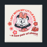 Minnie Mouse I Spy With My Little Eye… Magnet<br><div class="desc">Sweet, playful, and full of classic Disney charm, this adorable artwork features Minnie Mouse striking a joyful pose with a fun twist on the beloved “I Spy” phrase. Surrounded by soft pink tones, hearts, flowers, and a stylish nod to Minnie’s iconic shoes, this design radiates happiness, fashion, and timeless cartoon...</div>