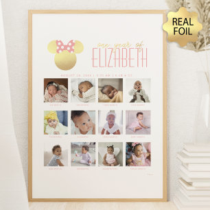 Minnie Mouse Icon   One Year of - 12 Months Foil P Prints