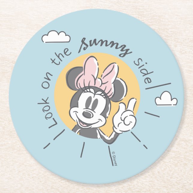 Minnie Mouse | Look on the Sunny Side Round Paper Coaster (Front)
