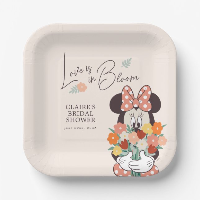 Minnie Mouse | Love is in Bloom Bridal Shower Paper Plate (Front)