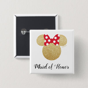 Minnie Mouse Maid of Honour   Bridal Shower 2 Inch Square Button