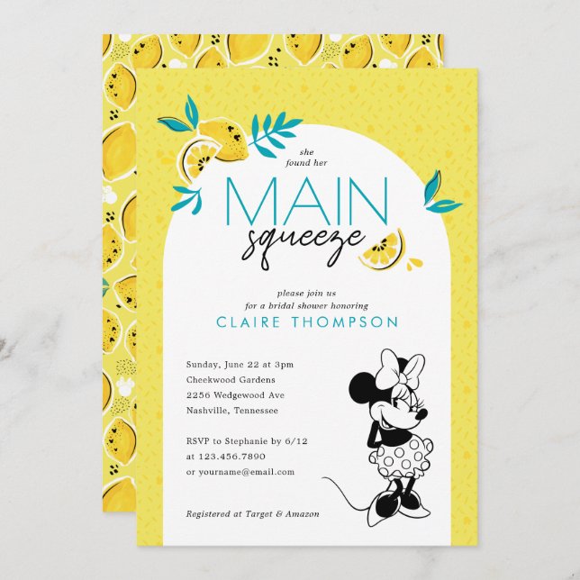 Minnie Mouse | Main Squeeze Lemon Bridal Shower Invitation (Front/Back)
