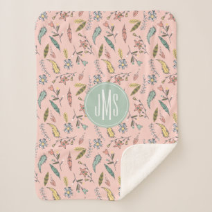 Minnie Mouse   Monogram Adventures Await Pattern Sherpa Blanket