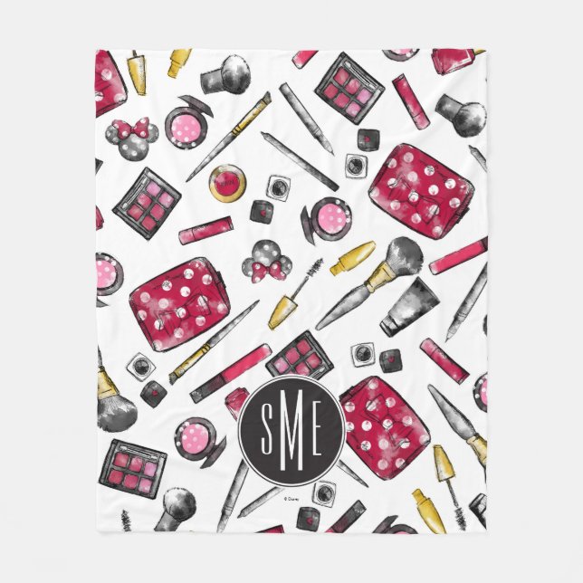 Minnie Mouse | Monogram #what'sinmypurse Pattern Fleece Blanket (Front)