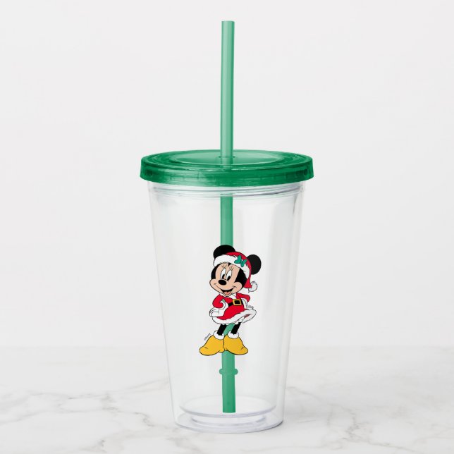 Minnie Mouse | Mrs. Claus Outfit Acrylic Tumbler (Front)