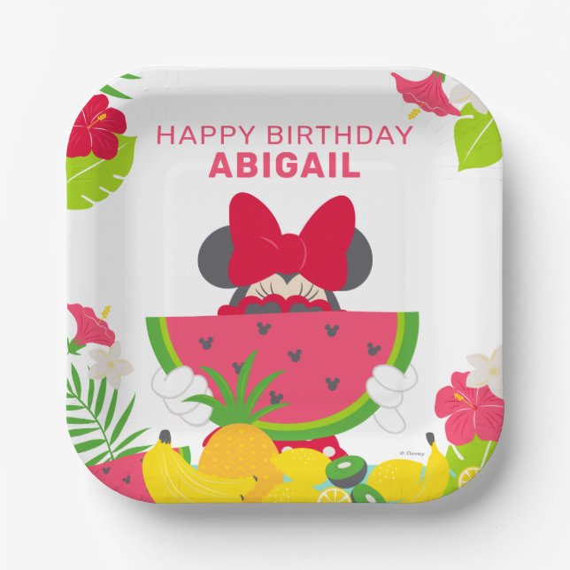 Minnie Mouse | One in a Melon 1st Birthday Paper Plate (Front)