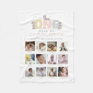 Minnie Mouse One Year of - 12 Months Fleece Blanket