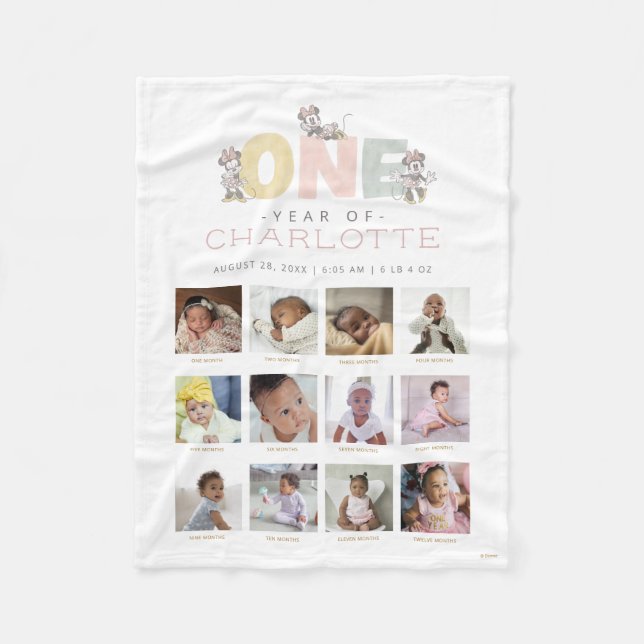 Minnie Mouse | One Year of - 12 Months Fleece Blanket (Front)
