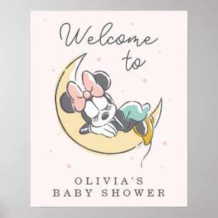 Minnie Mouse   Over the Moon Baby Shower Welcome Poster