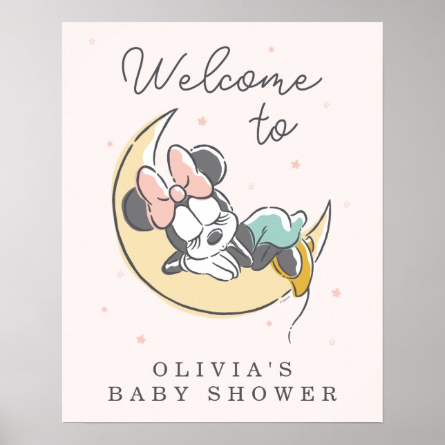 Minnie Mouse | Over the Moon Baby Shower Welcome Poster (Front)