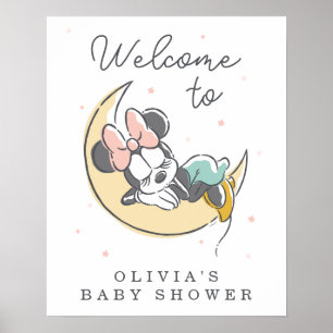 Minnie Mouse Over the Moon Baby Shower Welcome Poster
