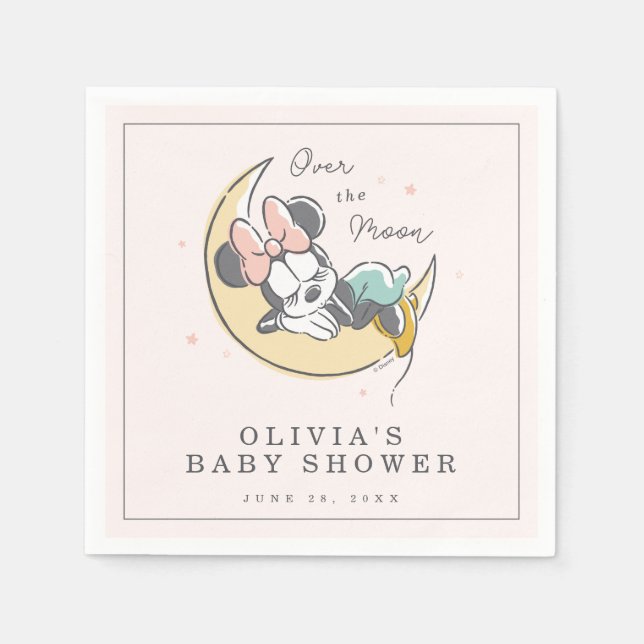 Minnie Mouse | Over the Moon - Boy Baby Shower Napkin (Front)
