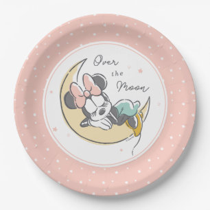 Minnie Mouse   Over the Moon - Boy Baby Shower Paper Plate