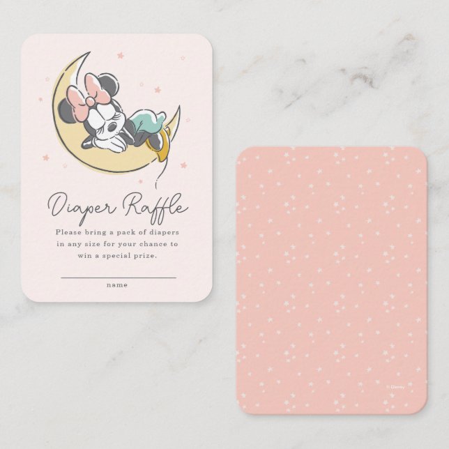 Minnie Mouse Over the Moon | Diaper Raffle Place Card (Front/Back)