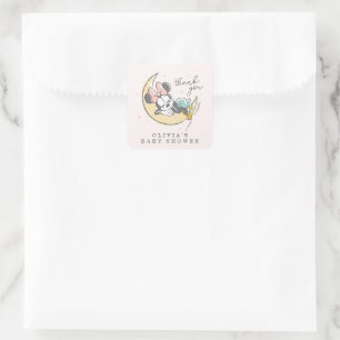 Minnie Mouse   Over the Moon - Girl Baby Shower Square Sticker