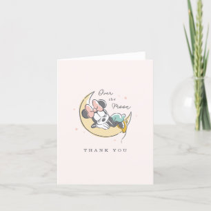Minnie Mouse   Over the Moon - Girl Baby Shower Thank You Card