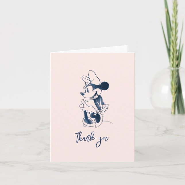 Minnie Mouse | Over the Moon - Girl Baby Shower Thank You Card (Front)