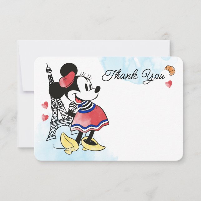 Minnie Mouse Paris Girl Baby Shower Thank You (Front)