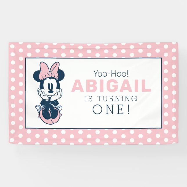 Minnie Mouse Pink & Blue 1st Birthday Banner (Horizontal)