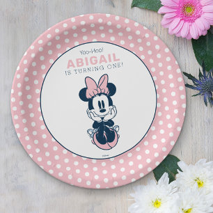 Minnie Mouse Pink & Blue 1st Birthday Paper Plate
