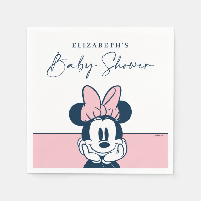 Minnie Mouse Pink & Blue Baby Shower Napkin (Front)