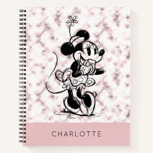 Minnie Mouse | Pink Marble - Add Your Name Notebook (Front)