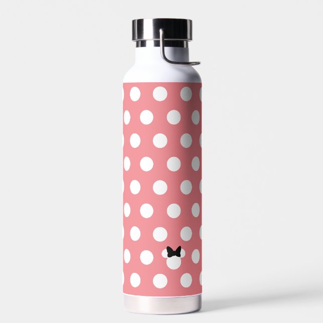 Minnie Mouse Pink & White Polka Dot Pattern Water Bottle (Left)