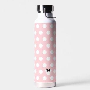 Minnie Mouse Pink & White Polka Dot Pattern Water Bottle