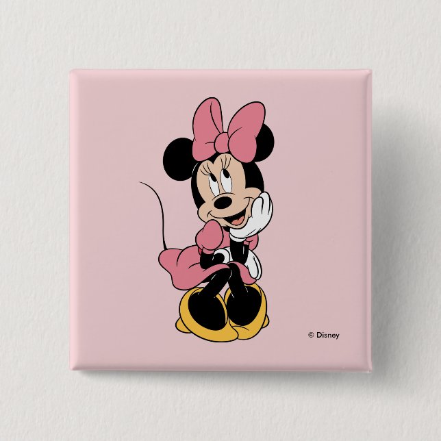 Minnie Mouse | Posing in Pink 2 Inch Square Button (Front)