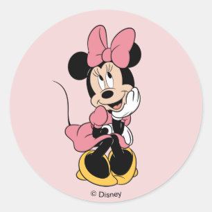 Minnie Mouse   Posing in Pink Classic Round Sticker
