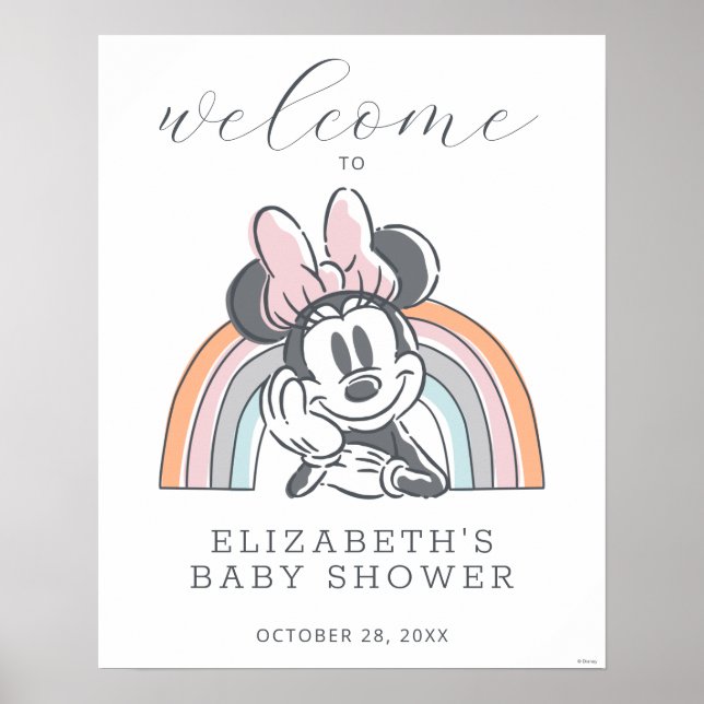 Minnie Mouse Rainbow Baby shower Affiche de bienve (Devant)