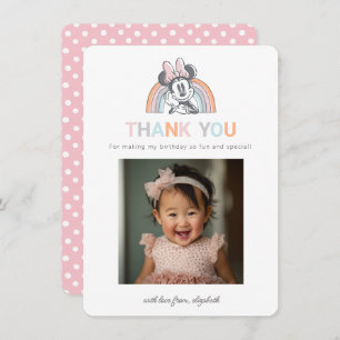 Minnie Mouse Rainbow Birthday Thank You Card