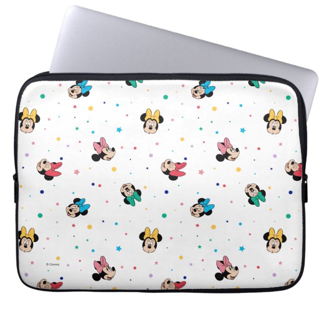 Minnie Mouse Rainbow Bow Pattern Laptop Sleeve (Front)