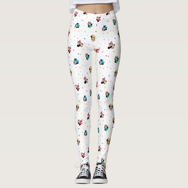 Minnie Mouse Rainbow Bow Pattern Leggings (Front)