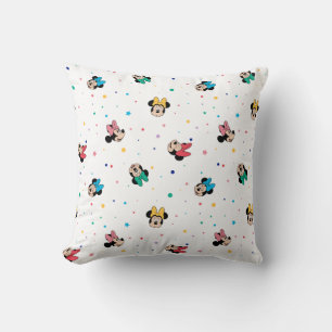 Minnie Mouse Rainbow Bow Pattern Throw Pillow