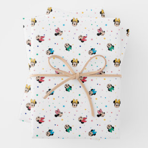 Minnie Mouse Rainbow Bow Pattern Wrapping Paper Sheet
