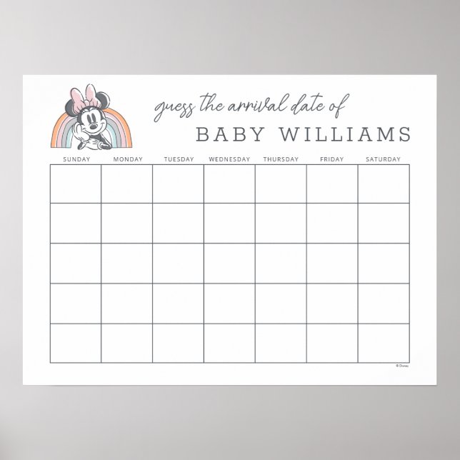 Minnie Mouse Rainbow | Guess the Due Date Poster (Front)