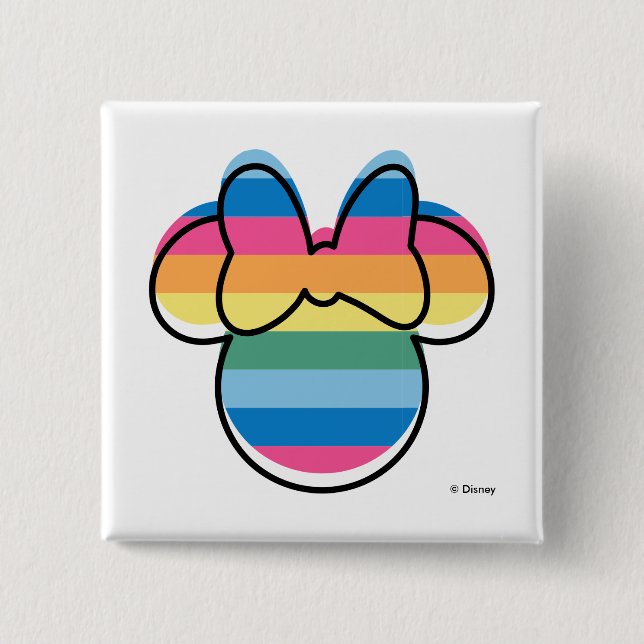 Minnie Mouse | Rainbow Icon 2 Inch Square Button (Front)
