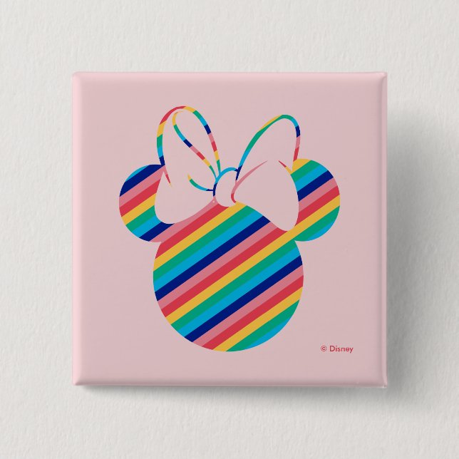 Minnie Mouse Rainbow Icon 2 Inch Square Button (Front)