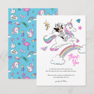 Minnie Mouse   Rainbow Unicorn Birthday Thank You Card