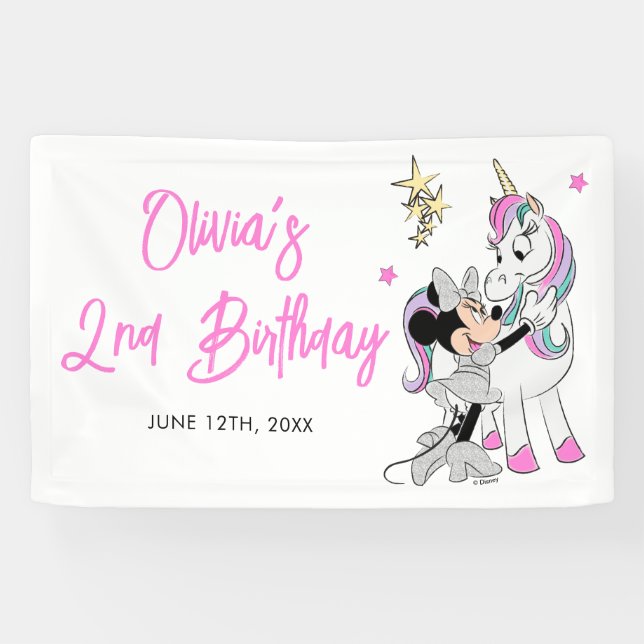 Minnie Mouse | Rainbow Unicorn Girls Birthday Banner (Horizontal)