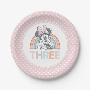 Minnie Mouse Rainbow Watercolor 3rd Birthday Paper Plate