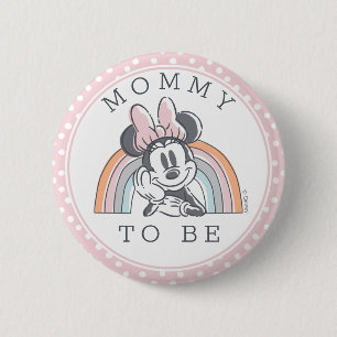 Minnie Mouse Rainbow Watercolor Mommy to Be 2 Inch Round Button