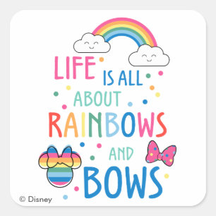 Minnie Mouse   Rainbows and Bows Square Sticker