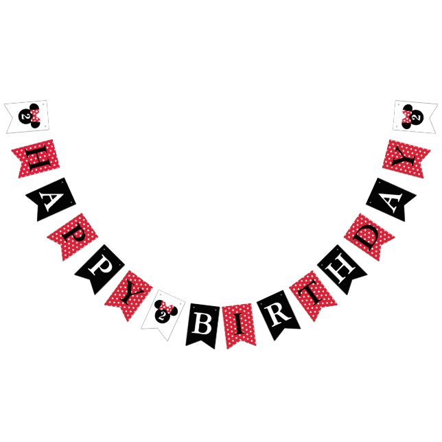 Minnie Mouse | Red & White Happy Birthday Bunting Flags (All)