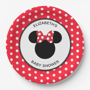 Minnie Mouse Red & White Polka Dot Baby Shower Paper Plate