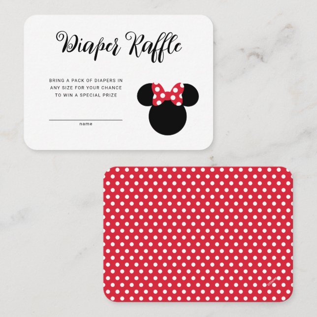 Minnie Mouse | Red & White Polka Dot Baby Shower Place Card (Front/Back)