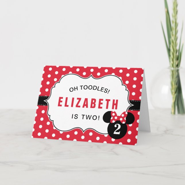 Minnie Mouse | Red & White Polka Dot Birthday Card (Front)